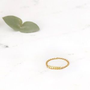 dainty gold filled beaded bar chain ring
